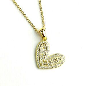 Gold CZ Heart Pendant Necklace 🆕
